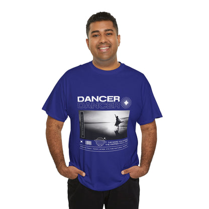 "Dancer" Arabesque Beach Scene Unisex Heavy Cotton Tee – Streetwear-Inspired Ballet Dance Graphic T-Shirt