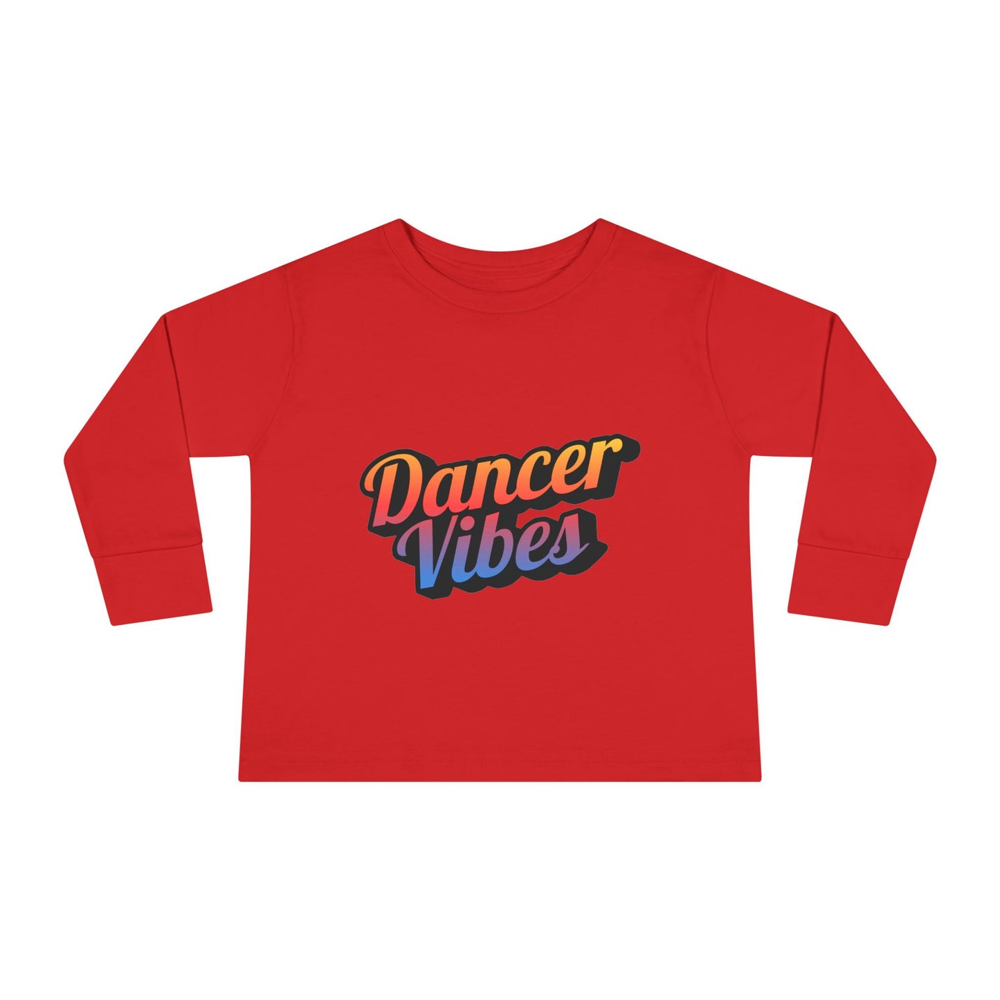 "Dancer Vibes" Toddler Dance T-Shirt – Colorful Text Graphic Long Sleeve Tee for Kids