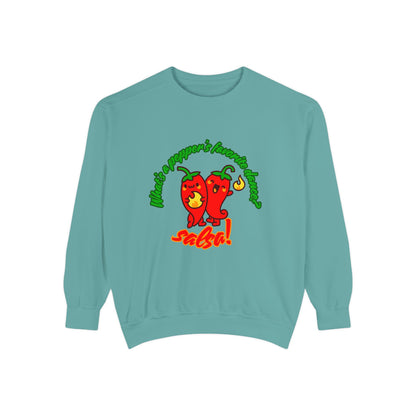 "What's a Pepper's Favorite Dance? Salsa!" Unisex Lightweight Crewneck Sweatshirt – Fun Dance Pun Pullover with Cute Pepper Graphic for Dancers & Food Lovers