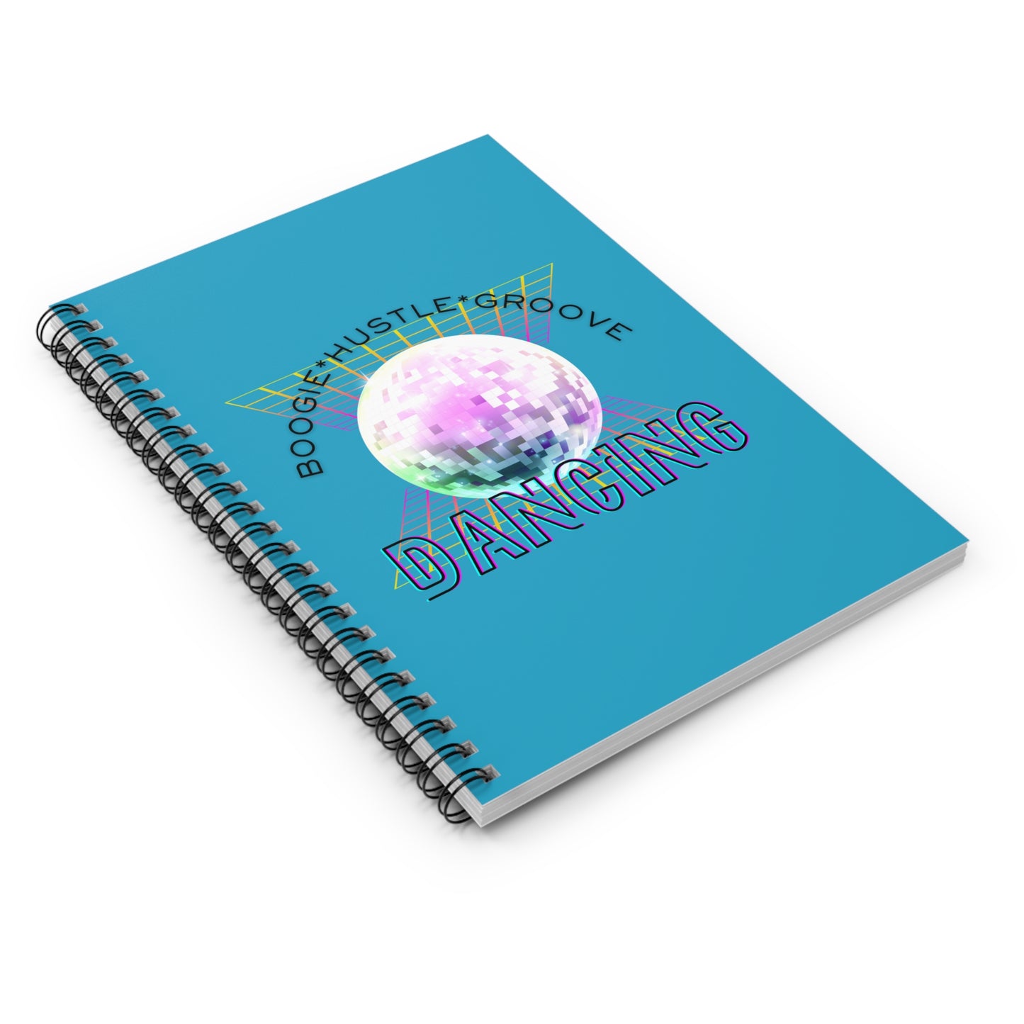 "Boogie, Hustle, Groove – Dancing" Spiral Notebook – Streetwear-Inspired Dance Journal with Colorful Dancer Graphic for Hip Hop Dancers, Students & Creatives