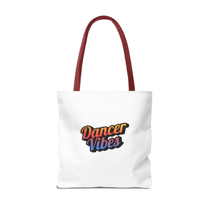"Dancer Vibes" Canvas Tote Bag – Bold Dance-Themed Text Graphic Bag for Dancers, Students & Everyday Use