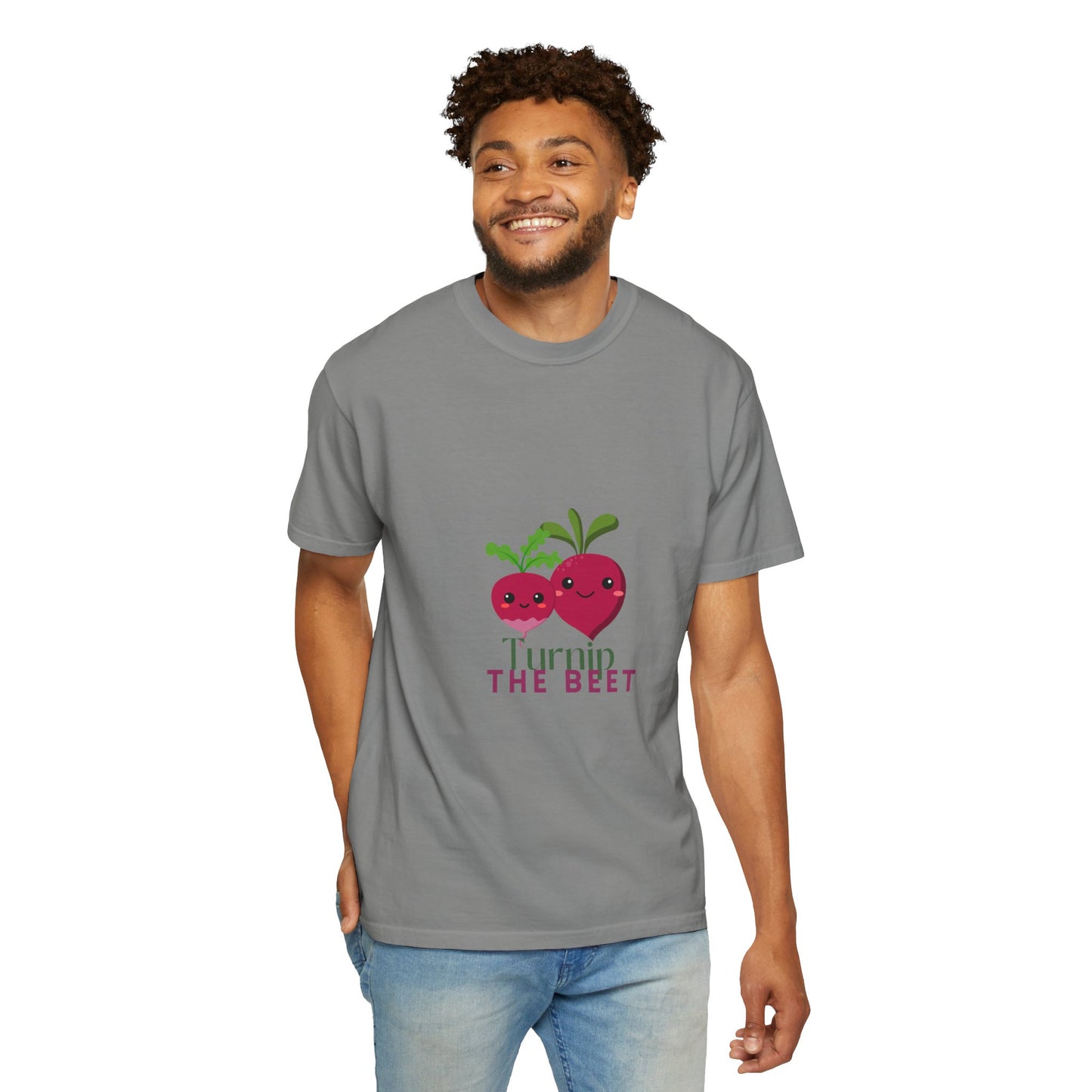"Turnip the Beet" Unisex Garment-Dyed T-Shirt – Cute Veggie Dance Pun Graphic Tee – Funny Foodie Shirt for Dancers & Music Lovers