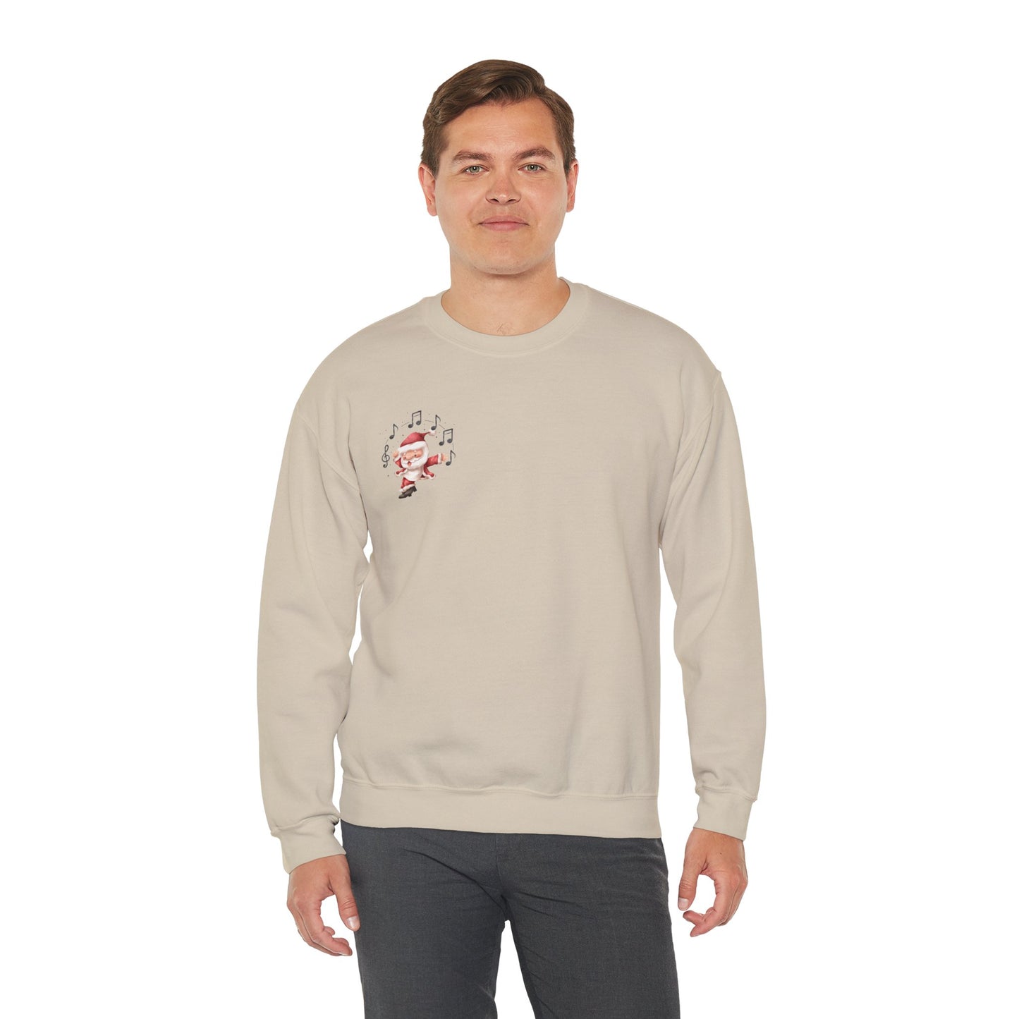 “5-eee and a 6-eee and a Ho, Ho, Ho”  ADULT SWEATSHIRT Unisex Heavy Blend Crewneck with Playful Dancing Santa Front & Back – Festive Christmas Dance Sweatshirt for Dancers & Studios