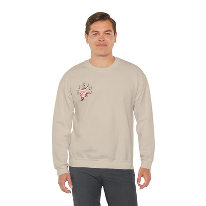 “5-eee and a 6-eee and a Ho, Ho, Ho”  ADULT SWEATSHIRT Unisex Heavy Blend Crewneck with Playful Dancing Santa Front & Back – Festive Christmas Dance Sweatshirt for Dancers & Studios