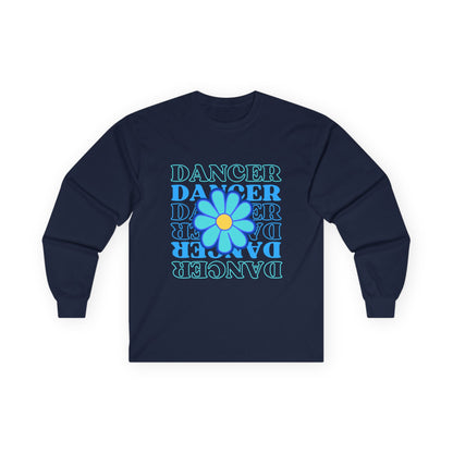 "Dancer" Unisex Long Sleeve Tee – Elegant Floral Text Graphic Dance Shirt for Performers, Instructors & Studio Style