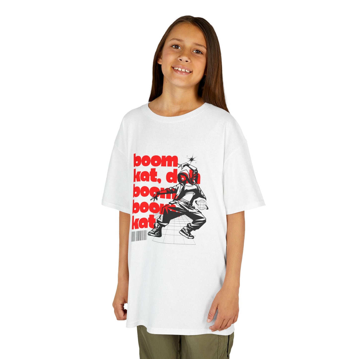 “Boom Kat Youth Short Sleeve Dance T-Shirt – Bold Streetwear-Inspired Graphic Tee for Kids