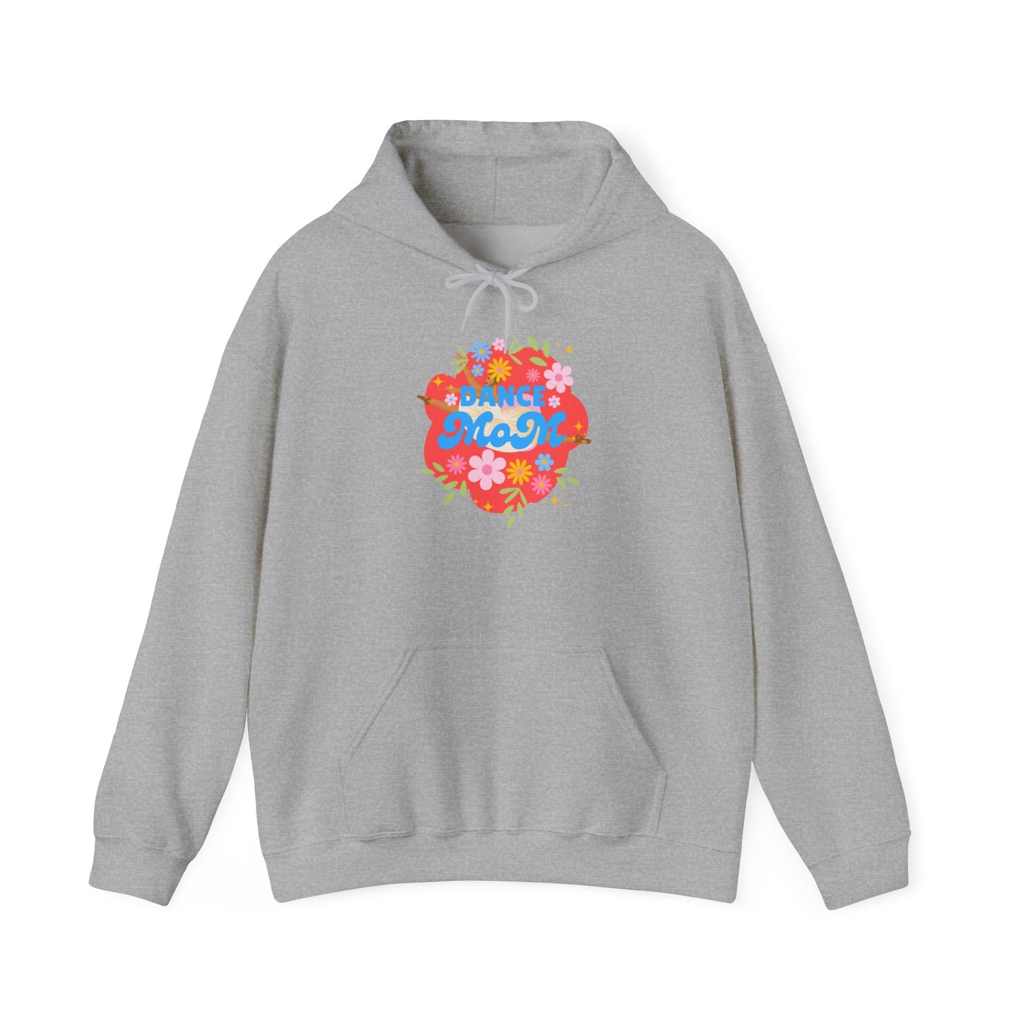 "Dance Mom" Superhero Hoodie – Floral Front Graphic & Fun Back Design | Unisex Hooded Sweatshirt for Proud Dance Parents