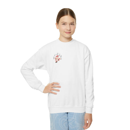 “5-eee and a 6-eee and a Ho, Ho, Ho” YOUTH SWEATSHIRT Crewneck with Playful Dancing Santa Front & Back – Festive Christmas Dance Sweatshirt for Dancers & Studios