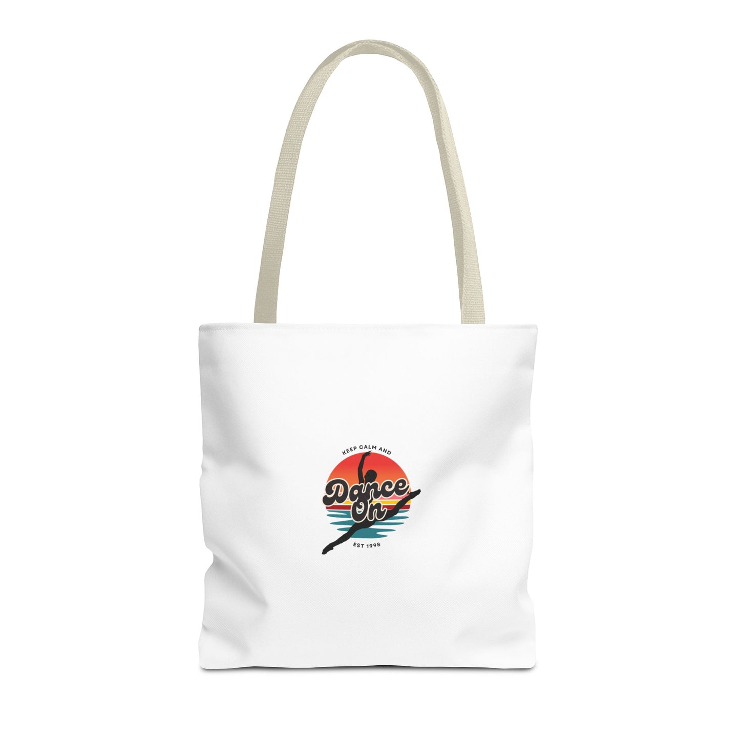 "Keep Calm and Dance On" Canvas Tote Bag – Retro Dance Graphic, Durable Shopping & Everyday Dance Bag