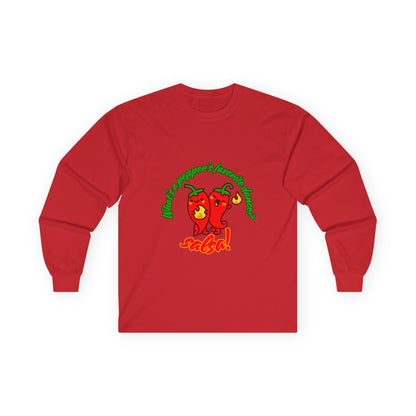 "What’s a Pepper’s Favorite Dance? Salsa!" Unisex Long Sleeve Tee – Funny Dance Pun Shirt with Cute Pepper Graphic for Dancers & Food Lovers
