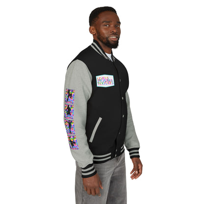 Levels Premium Collection Dance Letterman Jacket – Colorful Unisex Streetwear Varsity Jacket with "Levels Pictures Textures" Front and Dancer Silhouette Back Graphic