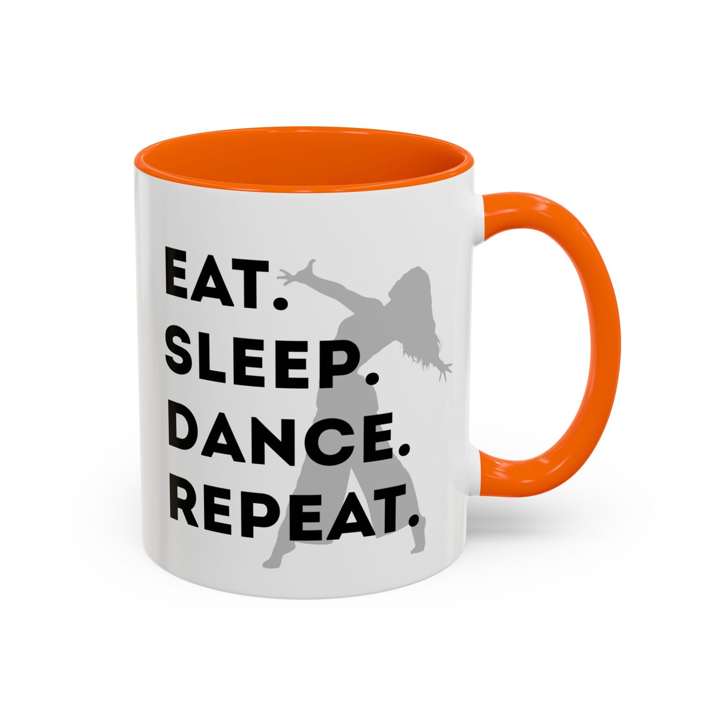 "Eat Sleep Dance Repeat" Accent Coffee Mug – Gray Dancer Graphic Ceramic Mug for Dance Lovers