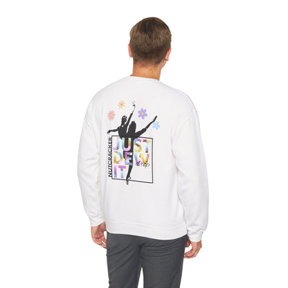 “Just Dew Drop It” Back Print ADULT Sweatshirt + “Nutcracker 2025” Front – Unisex Heavy Blend Crewneck | Ballet Dewdrop Fairy Holiday Dance Apparel