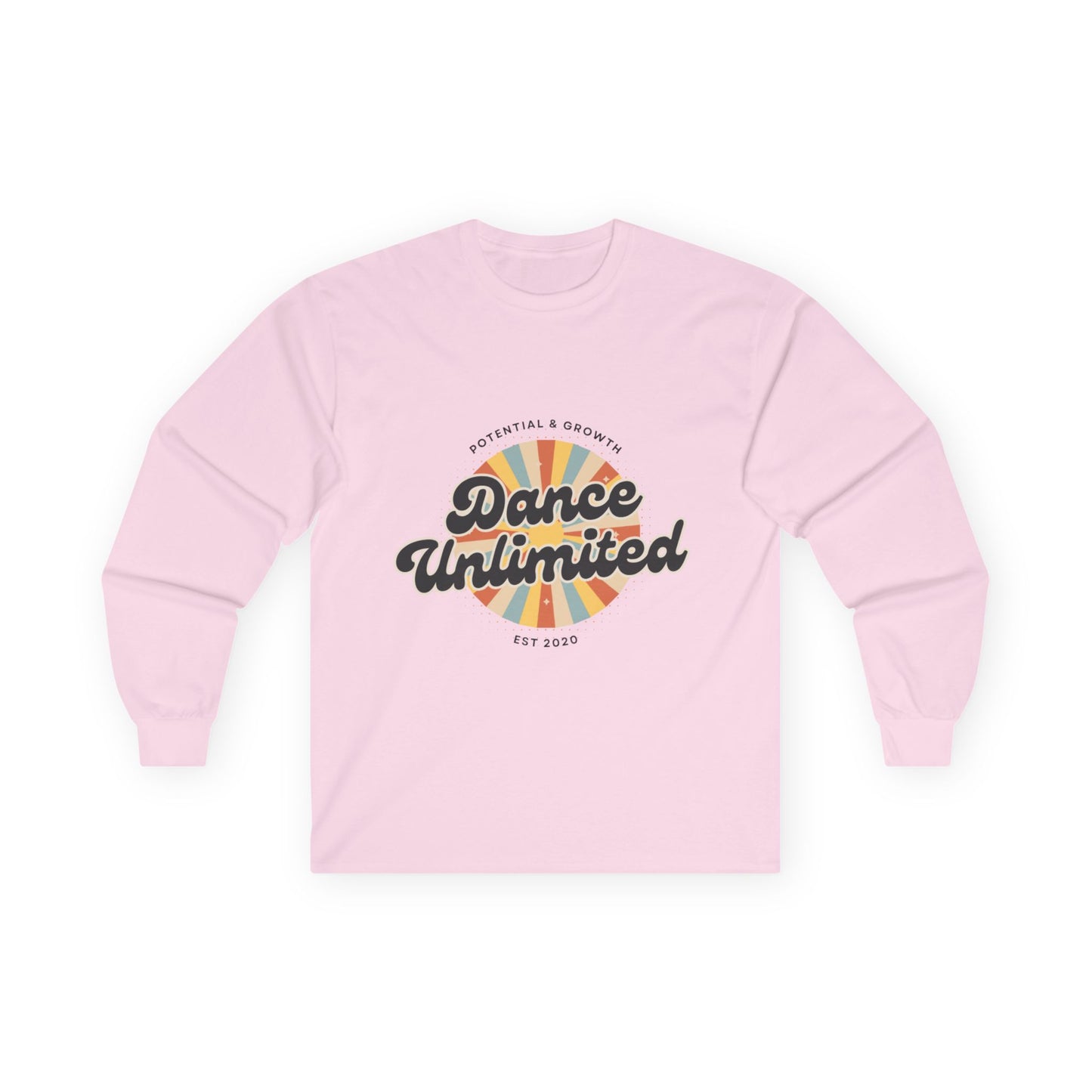 “Dance Unlimited – Potential & Growth" Unisex Long Sleeve Tee – Retro Dance Graphic Shirt for Motivated Dancers & Studio Apparel