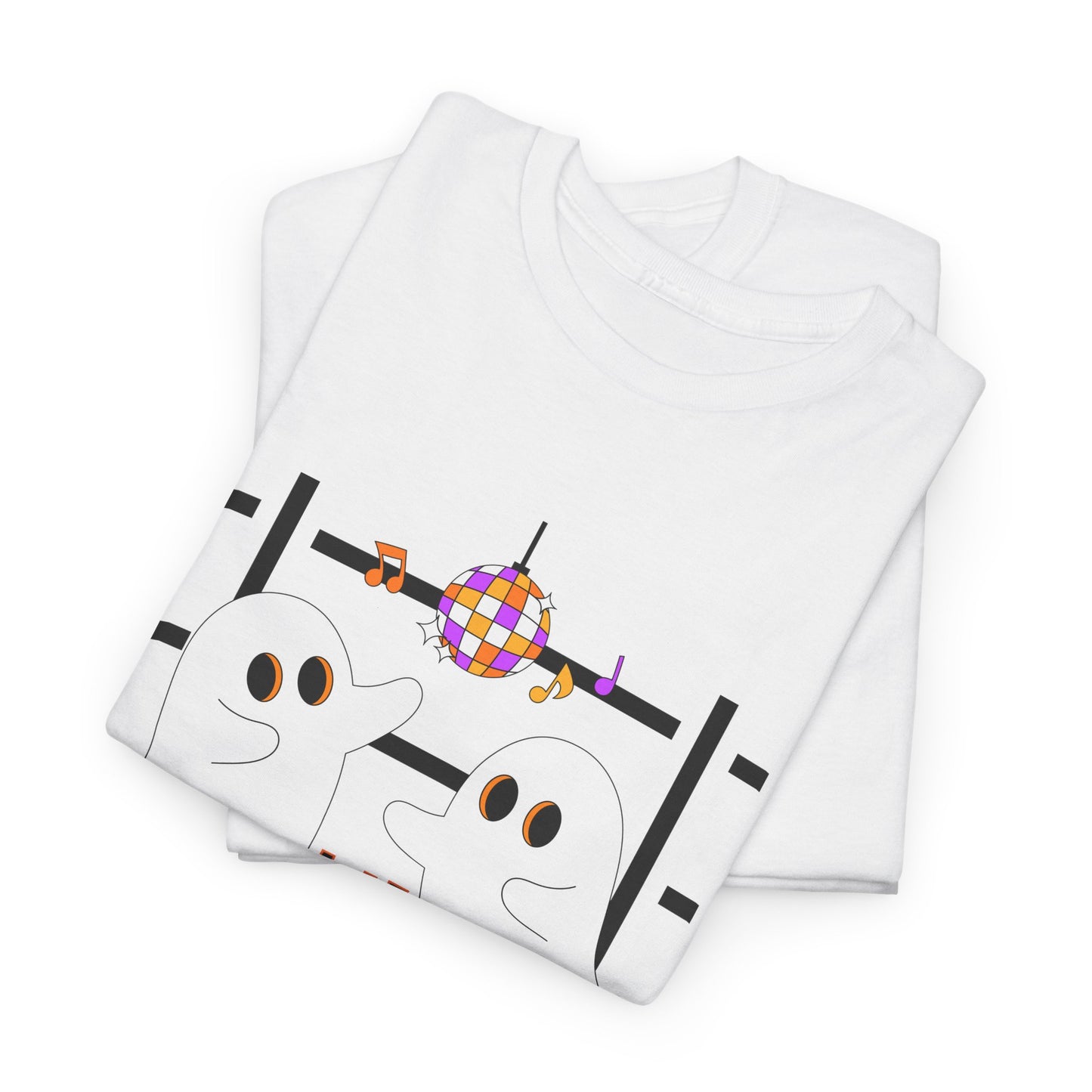 “At the Barre for the Boos” Dance Halloween T-Shirt with Cute Ghost Ballet Graphics - Unisex Heavy Cotton Tee
