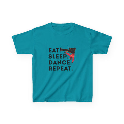 "Eat Sleep Dance Repeat" Youth Short Sleeve Tee – Bold B-Boy Graphic Hip-Hop Dance Shirt for Kids and Young Performers