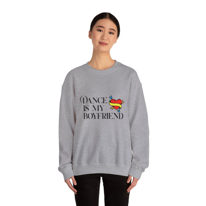 Dance Is My Boyfriend Unisex Crewneck Sweatshirt – Cute Heart Tattoo Graphic Dance Lover Pullover
