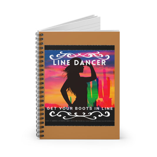 "Line Dancer, Get Your Boots in Line" Western-Inspired Design – Spiral Dance Notebook for Journaling, Class Notes & Choreo Planning