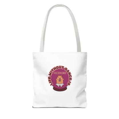 "Life Without Dance Is Pointeless" Capybara Canvas Tote Bag – Funny Dance Pun Tote for Dancers & Animal Lovers