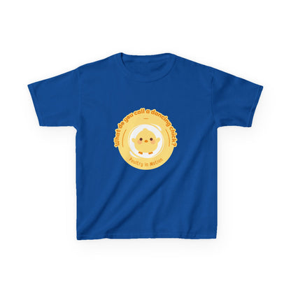 “What do you call a dancing chick? Poultry in Motion” Funny Chick Dance Tee for Kids – Cute Chicken Graphic - Youth Dance Pun T-Shirt