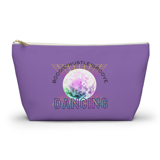 "Boogie, Hustle, Groove - Dancing" Retro Dance-Inspired Makeup Bag | Funky Bold Accessory Pouch for Dancers