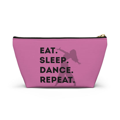 “Eat Sleep Dance Repeat” Makeup Bag – Bold Dancer Graphic – Dance-Themed Zipper Pouch for Cosmetics, Accessories & Travel Essentials