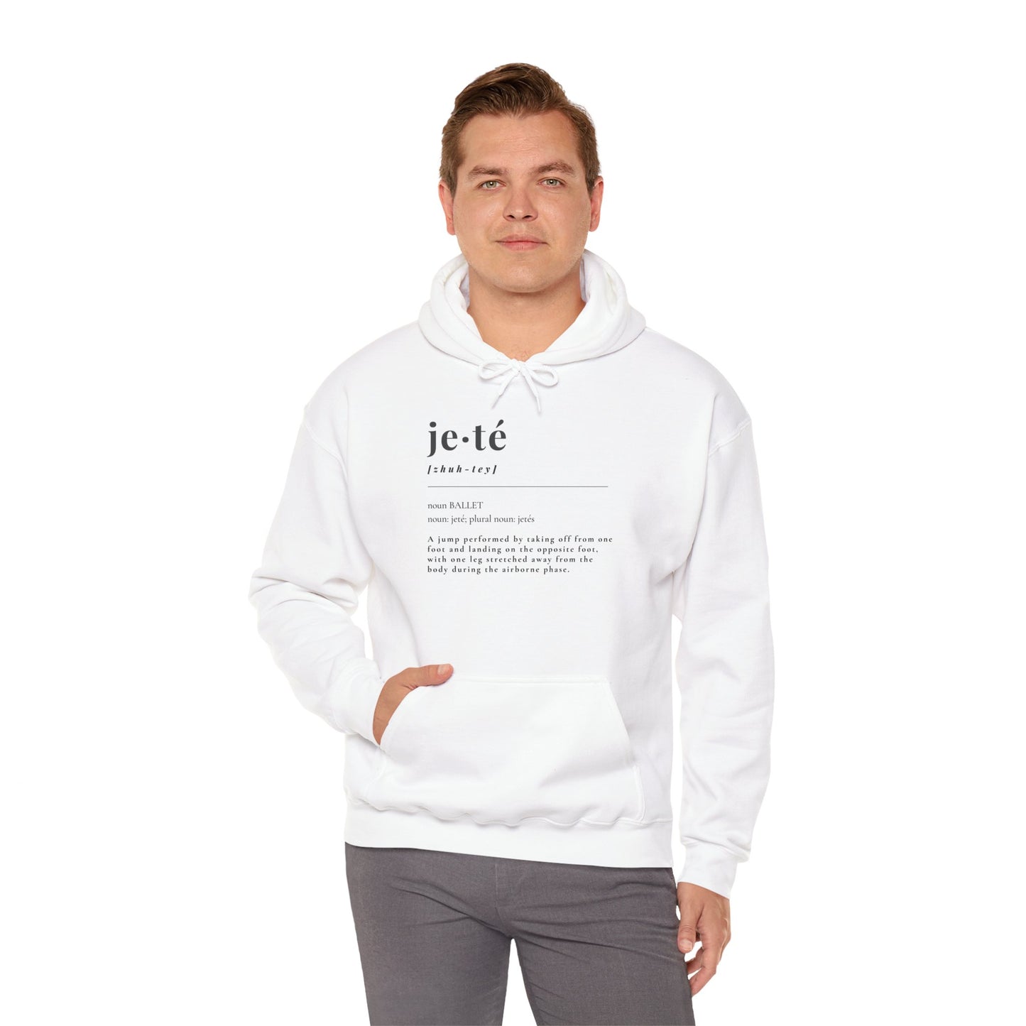 "Jeté" Definition Unisex Hoodie – Ballet-Themed Hoodie for Teens and Adults with Dance Term Definition and Personalized Sleeve Option