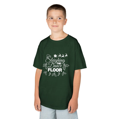 “Sleighing the Dance Floor” YOUTH TEE Short Sleeve with Santa’s Sleigh and Reindeer – Festive Christmas Dance Shirt for Kids and Young Dancers