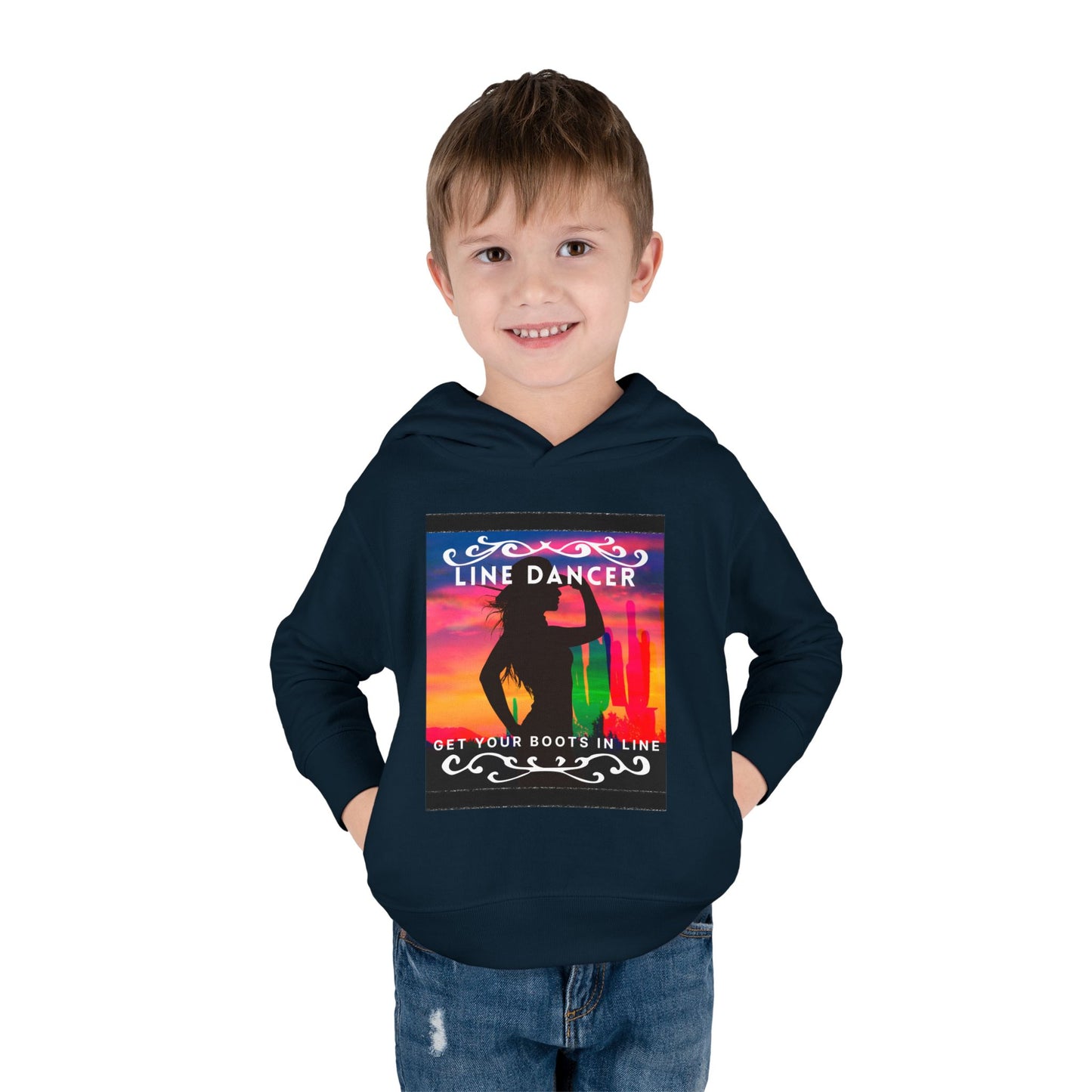 "Line Dancer, Get Your Boots in Line" Streetwear Dance Graphic – Toddler Pullover Hoodie