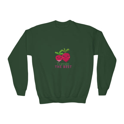 "Turnip the Beet" Youth Crewneck Dance Sweatshirt – Cute Veggie Graphic Pullover for Dancers & Kids 🥕🩰🌈