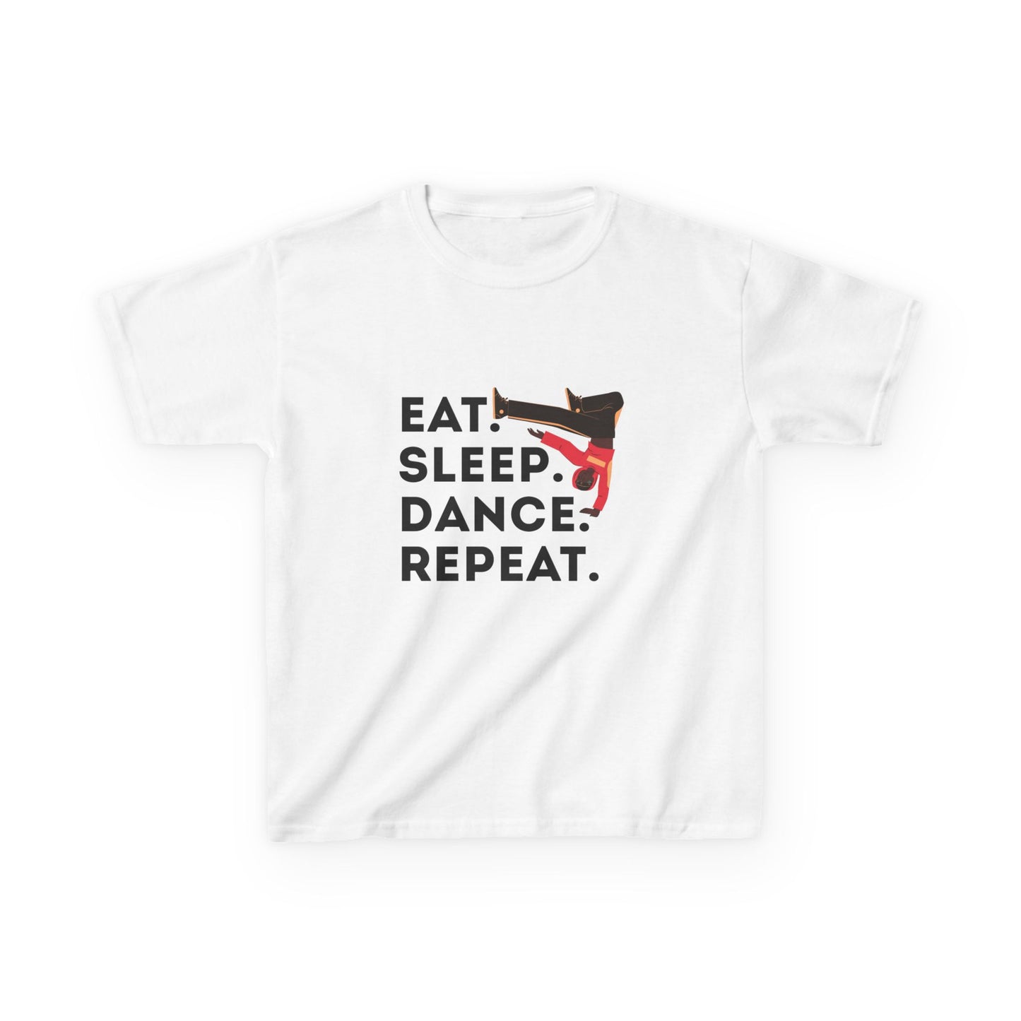 "Eat Sleep Dance Repeat" Youth Short Sleeve Tee – Bold B-Boy Graphic Hip-Hop Dance Shirt for Kids and Young Performers
