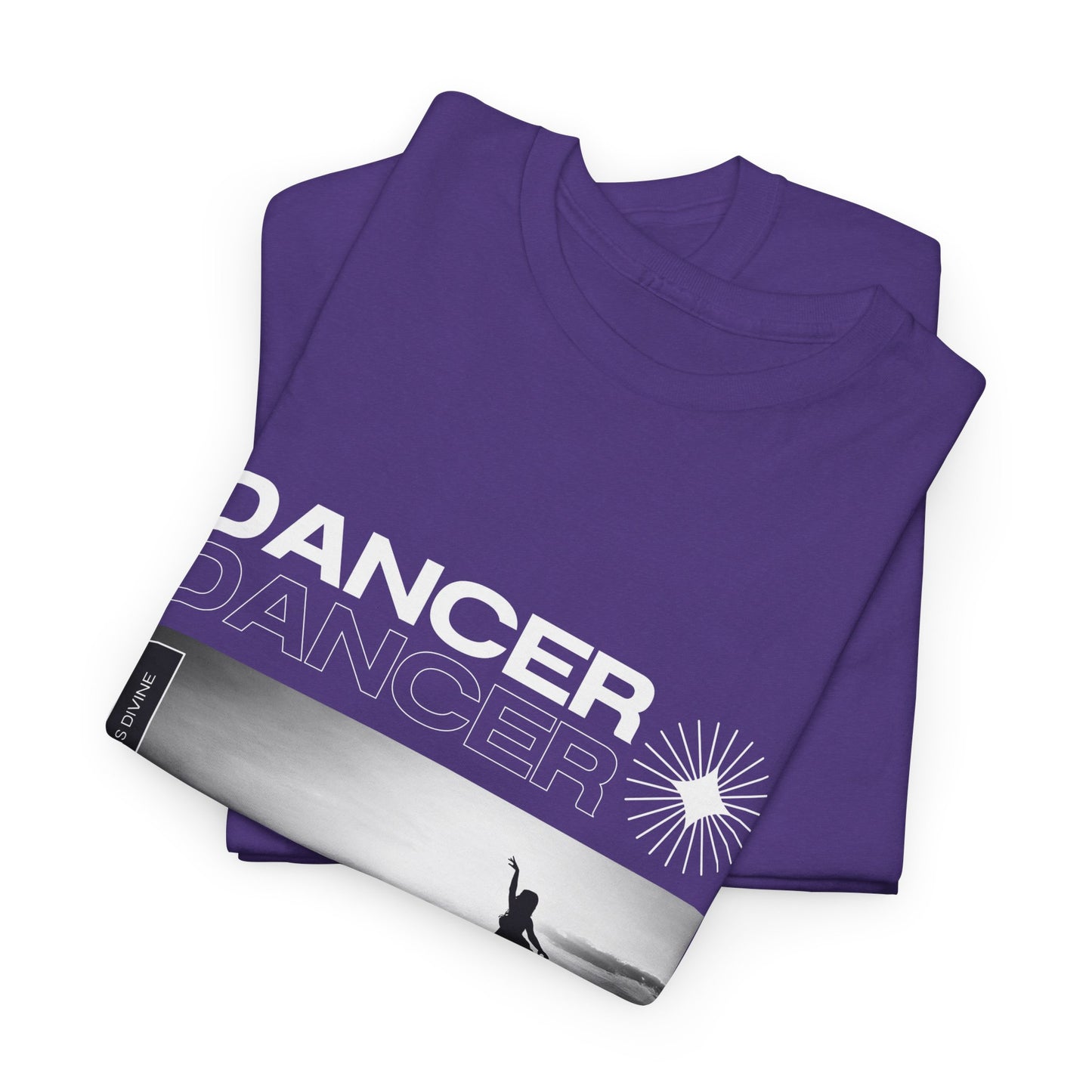 "Dancer" Arabesque Beach Scene Unisex Heavy Cotton Tee – Streetwear-Inspired Ballet Dance Graphic T-Shirt