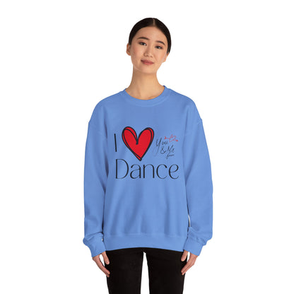 "I Love Dance" Unisex Crewneck Sweatshirt – Hand-Drawn Heart & Note Graphic Dance Lover Pullover