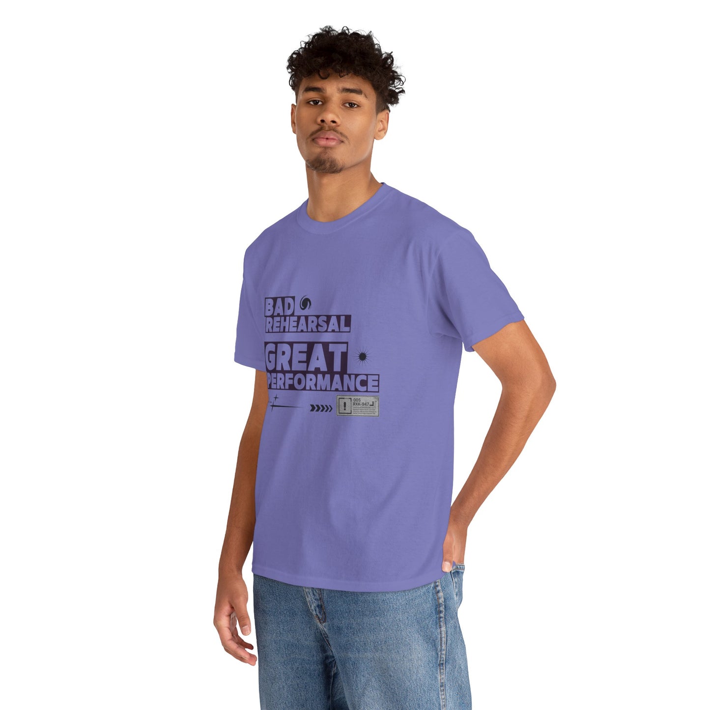 "Bad Rehearsal, Great Performance" Dance Quote Tee – Unisex Heavy Cotton T-Shirt with Streetwear-Inspired Graphic for Dancers
