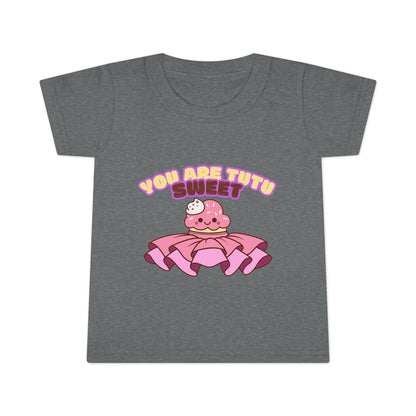 "You Are Tutu Sweet" Toddler Dance T-Shirt – Kawaii Cupcake in Tutu Graphic Short Sleeve Tee for Kids