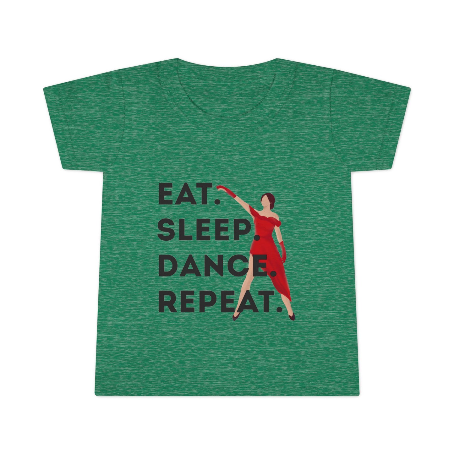 "Eat Sleep Dance Repeat" Toddler T-Shirt – Bold Dancer Graphic Tee for Kids – Short Sleeve Dance Shirt for Toddlers