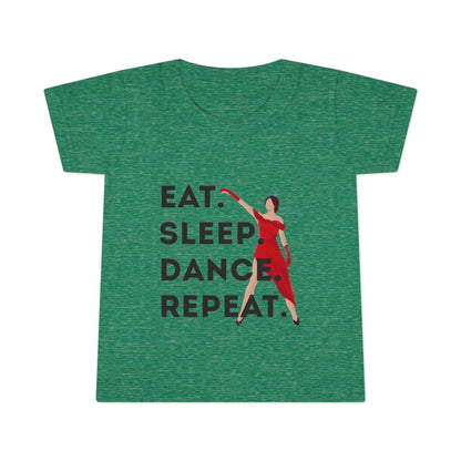 "Eat Sleep Dance Repeat" Toddler T-Shirt – Bold Dancer Graphic Tee for Kids – Short Sleeve Dance Shirt for Toddlers