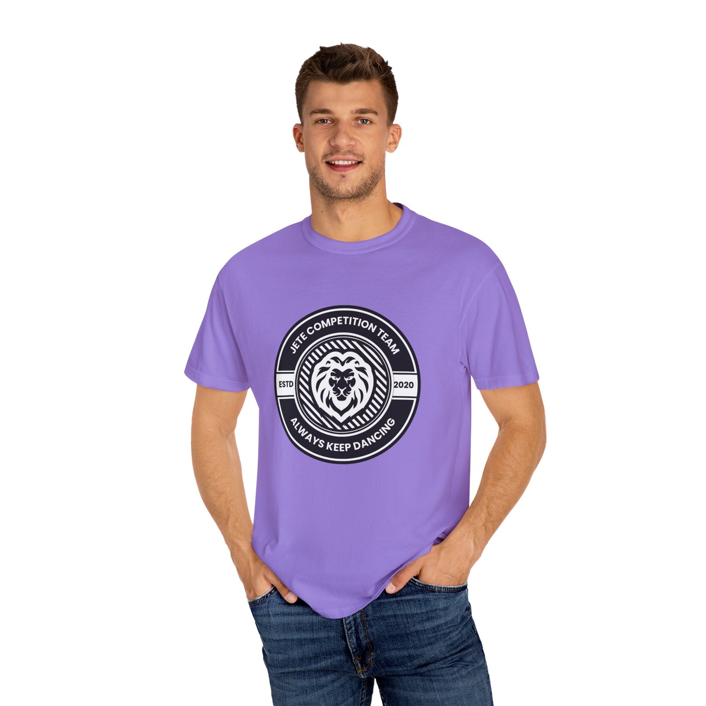 "Jeté Competition Team,  Always Keep Dancing" Unisex Garment-Dyed T-Shirt – Collegiate-Style Dance Graphic Tee – Shirt for Dancers & Teams
