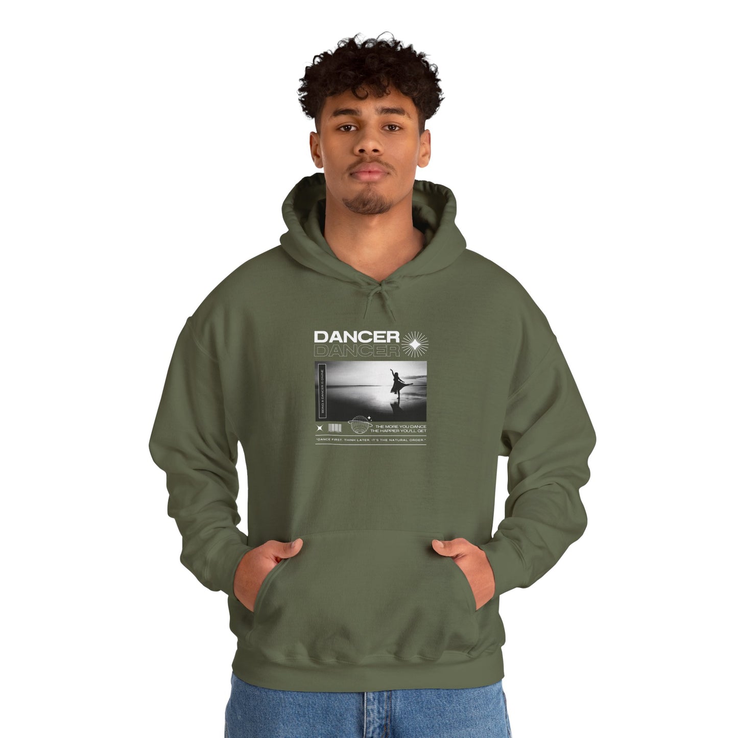“Dancer” Arabesque on the Beach Graphic | Streetwear-Inspired Dance Hoodie for Ballet & Beach Lovers - Unisex Heavy Blend™ Hoodie