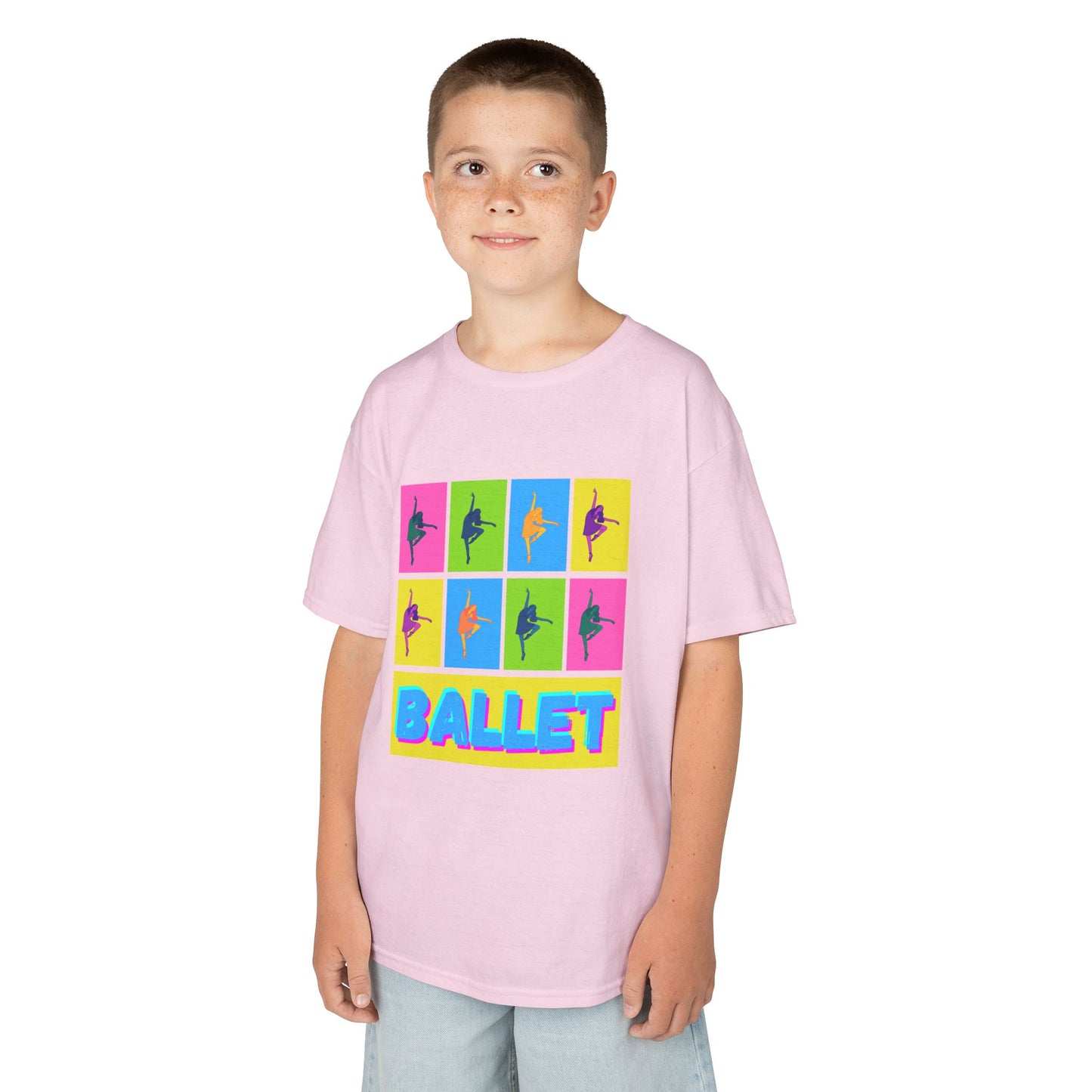 "Ballet" Youth Short Sleeve T-Shirt – Pop Art Inspired Design with Ballet Dancer Graphics – Dance Apparel for Kids