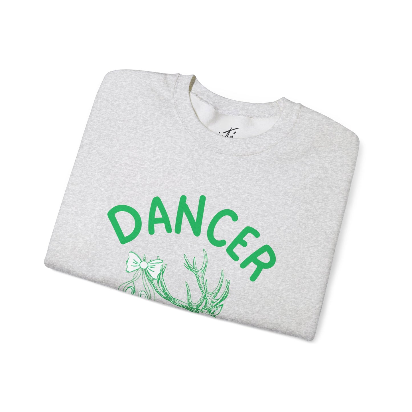 “Dancer, Santa’s Favorite Reindeer” ADULT SWEATSHIRT Unisex Heavy Blend Crewneck with Vintage Reindeer Graphic – Festive Christmas Dance Sweatshirt for Dancers & Holiday Events