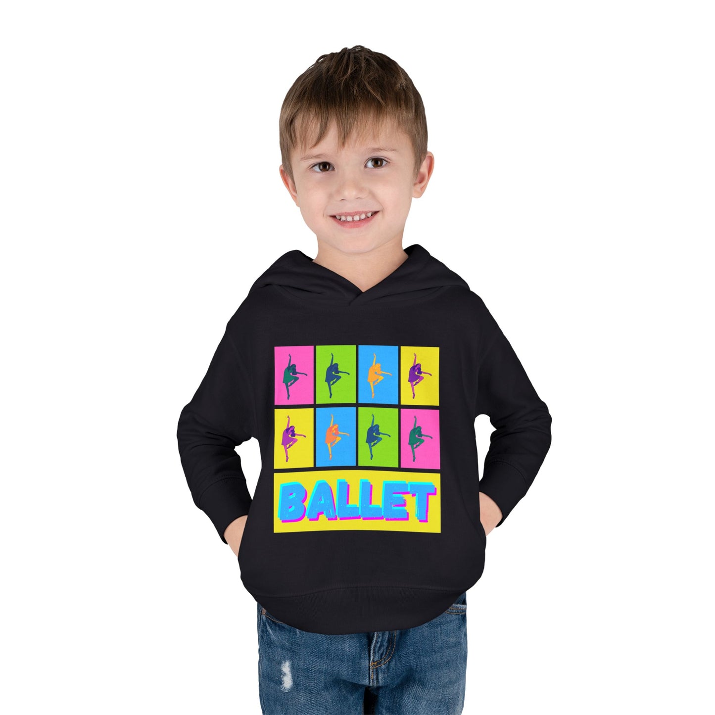“Ballet" Toddler Pullover Hoodie – Pop Art Inspired Dance Graphic Sweatshirt with Ballet Dancer Design for Kids