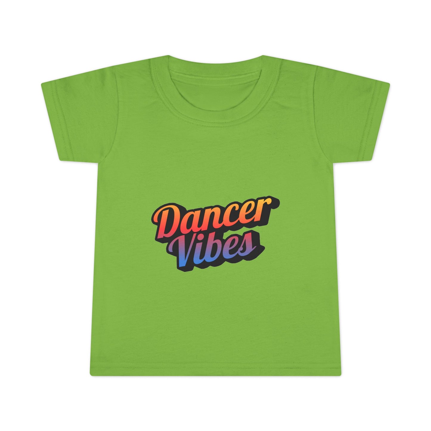 "Dancer Vibes" Toddler Dance T-Shirt – Colorful Text Graphic Short Sleeve Tee for Kids