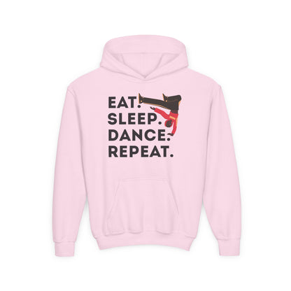 "Eat Sleep Dance Repeat" Youth Hoodie – Unisex B-Boy Dance Sweatshirt for Kids