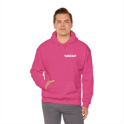 "Turn Out" Ballet Hoodie – Unisex Heavy Blend™ Hooded Sweatshirt with Front & Back Ballerina Graphics for Dancers