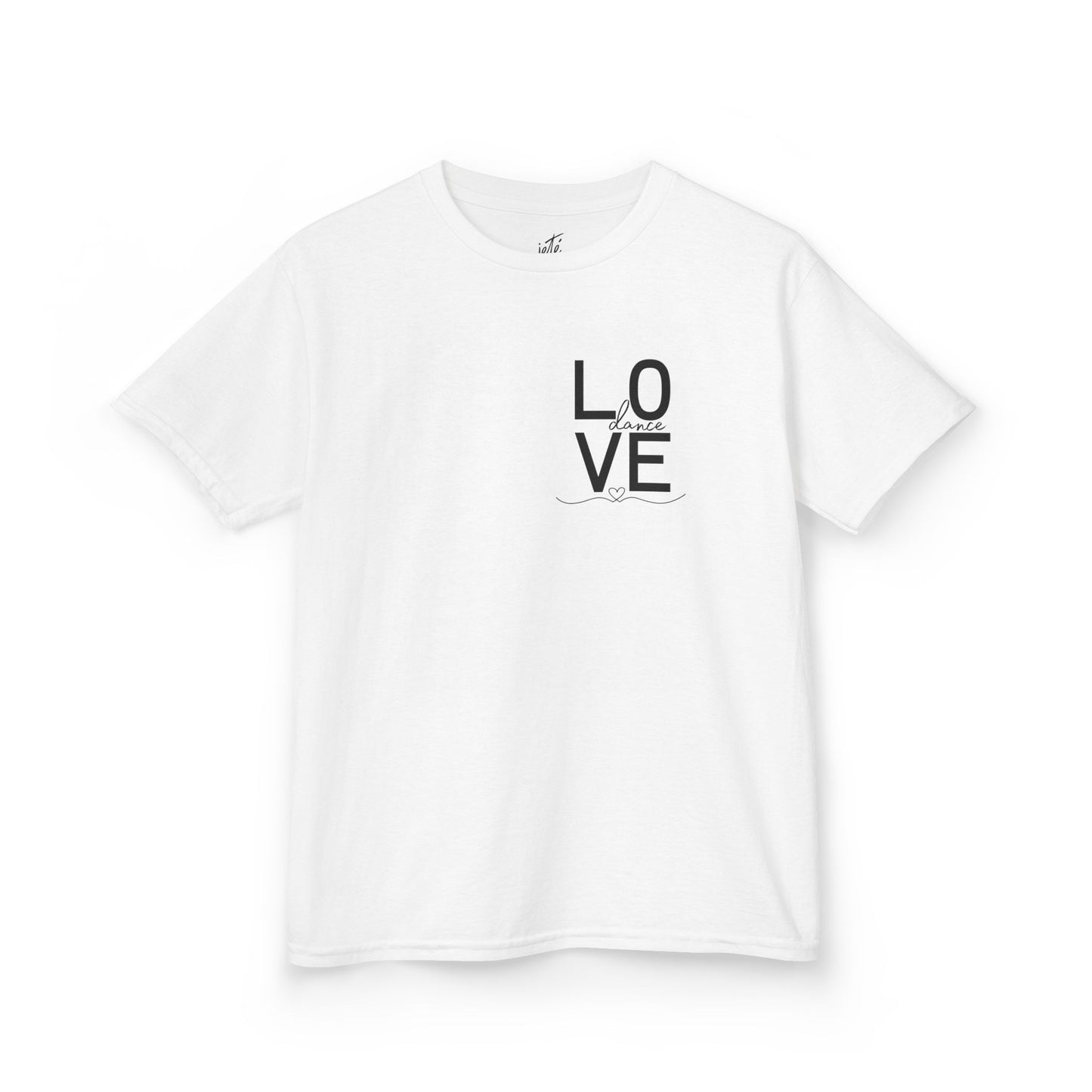 "LOVE Dance" Youth Short Sleeve Tee – Script Letter Graphic Dance Lover T-Shirt