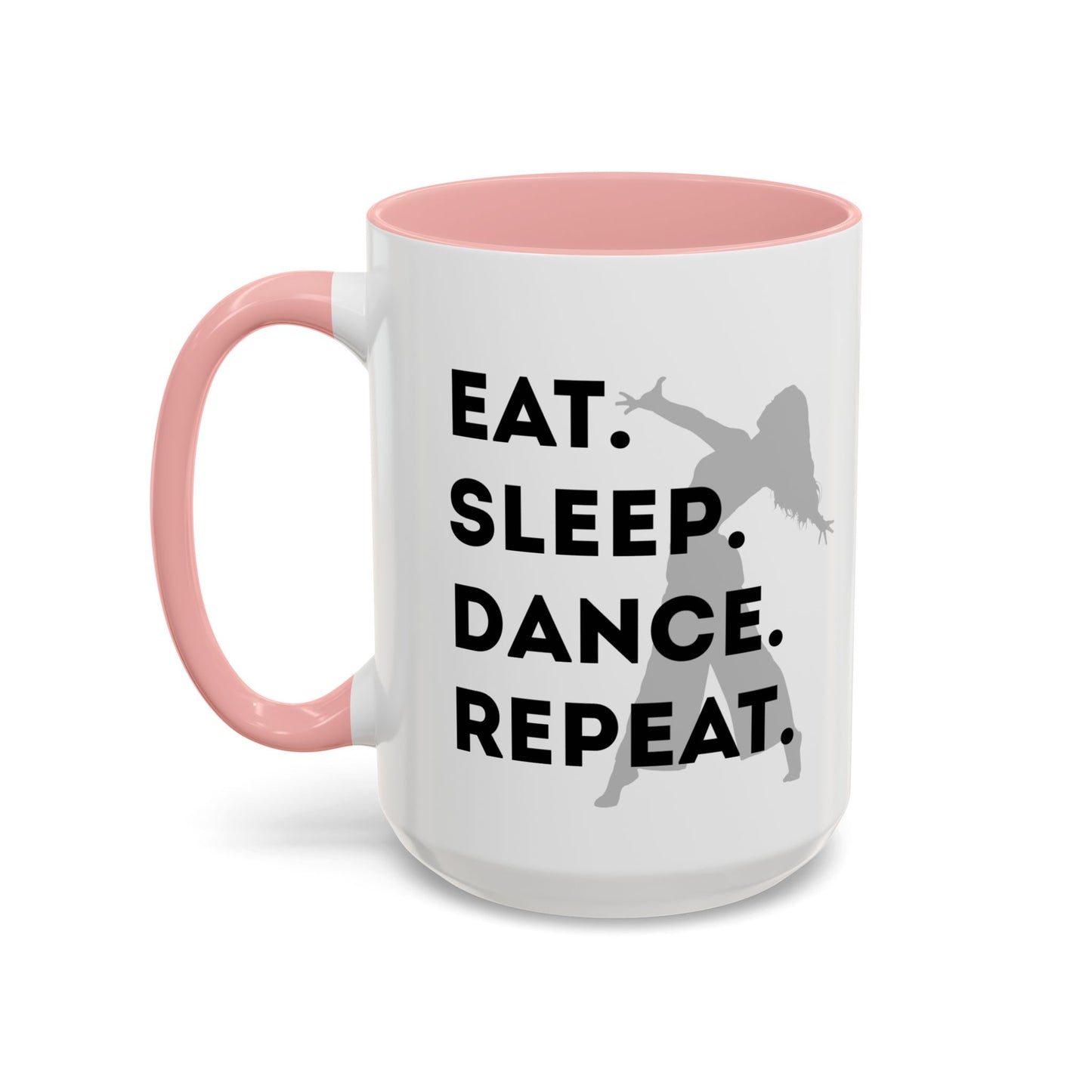 "Eat Sleep Dance Repeat" Accent Coffee Mug – Gray Dancer Graphic Ceramic Mug for Dance Lovers
