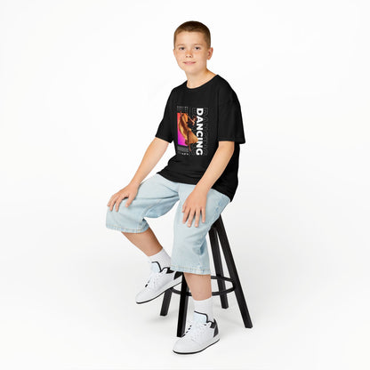 "Dancing" Youth Short Sleeve T-Shirt – Streetwear-Inspired Female Dancer Graphic – Stylish Dance Apparel for Kids