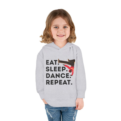 "Eat Sleep Dance Repeat" Toddler Pullover Hoodie – Bold B-Boy Dance Graphic Fleece Sweatshirt for Kids