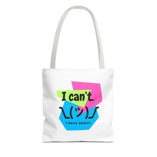"I Can't. I Have Dance." – 80s Retro Emoji Canvas Tote Bag for Dancers | Funny Dance Quote Reusable Shoulder Bag